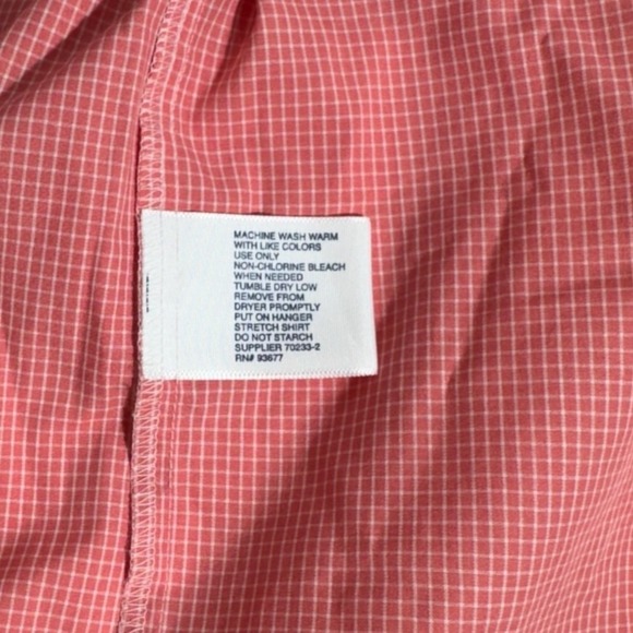 Stafford Mens 15 1/2 32-33 Button Up Dress Shirt Pink White Plaid Long Sleeve - Picture 8 of 8